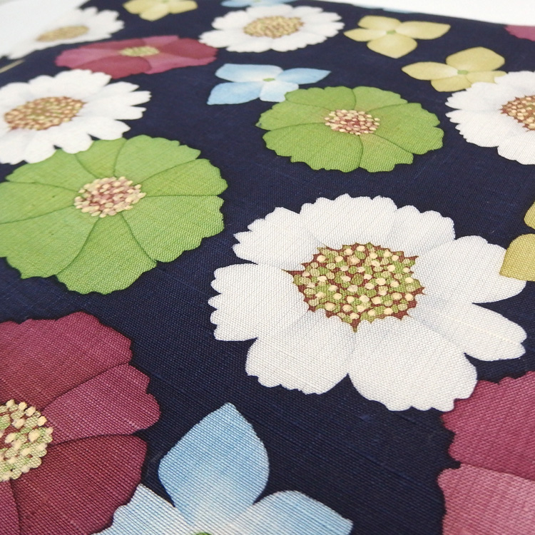 染の川勝「花の集い」千成堂着物店別注 堰出し友禅の染め名古屋帯の柄アップ
