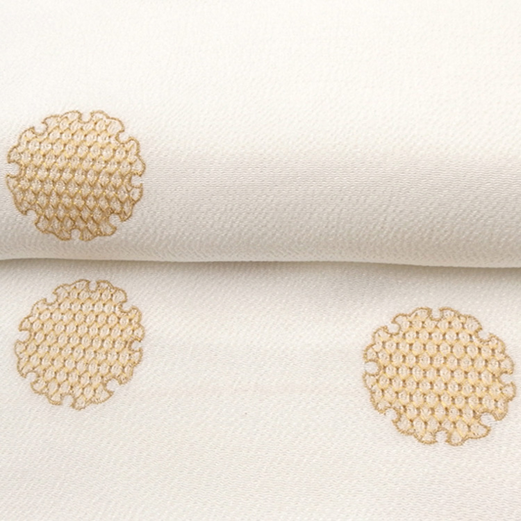 渡敬 帯揚げ 丹後ちりめん 白よごしに金糸の雪輪文様