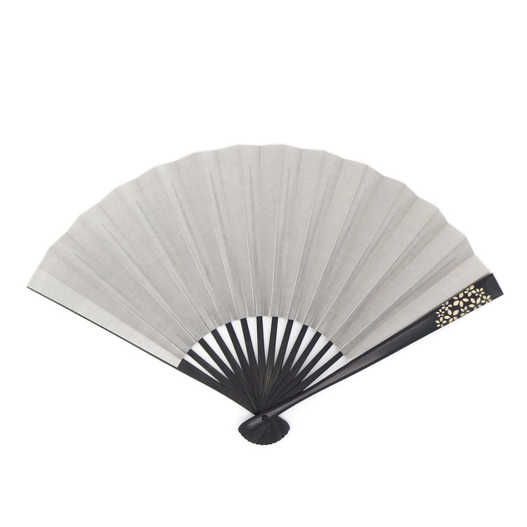 橋爪玲子 蒔絵の扇子 「花あかり」 千成堂別注色 黒染の竹(黒系)