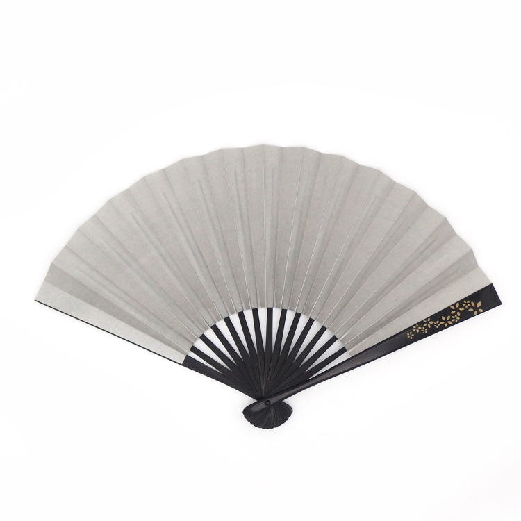 橋爪玲子 漆絵の扇子 「さくら」 千成堂別注色 黒染の竹(黒系)