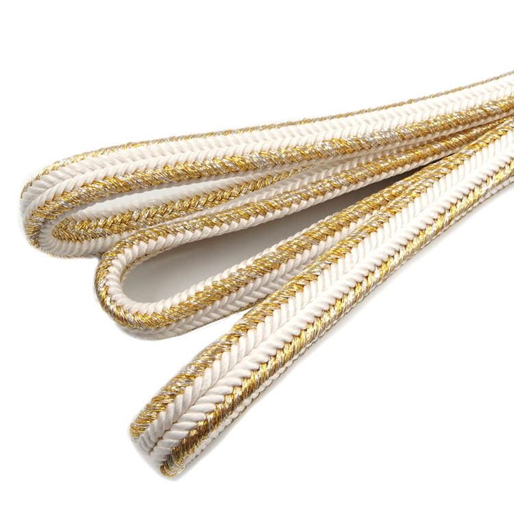 渡敬 帯締め 新ゆるぎ金耳付 白に金銀糸