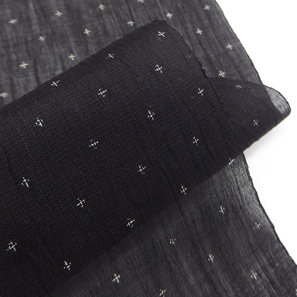 織田工房　小千谷縮（本麻・オーガニックラミー糸） 着尺 / 蚊絣 鉄黒 (ブラック)