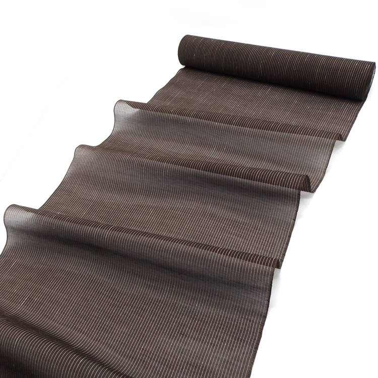 星野織物 「麻駒上布 着尺 広幅」 黒茶色に白の縞