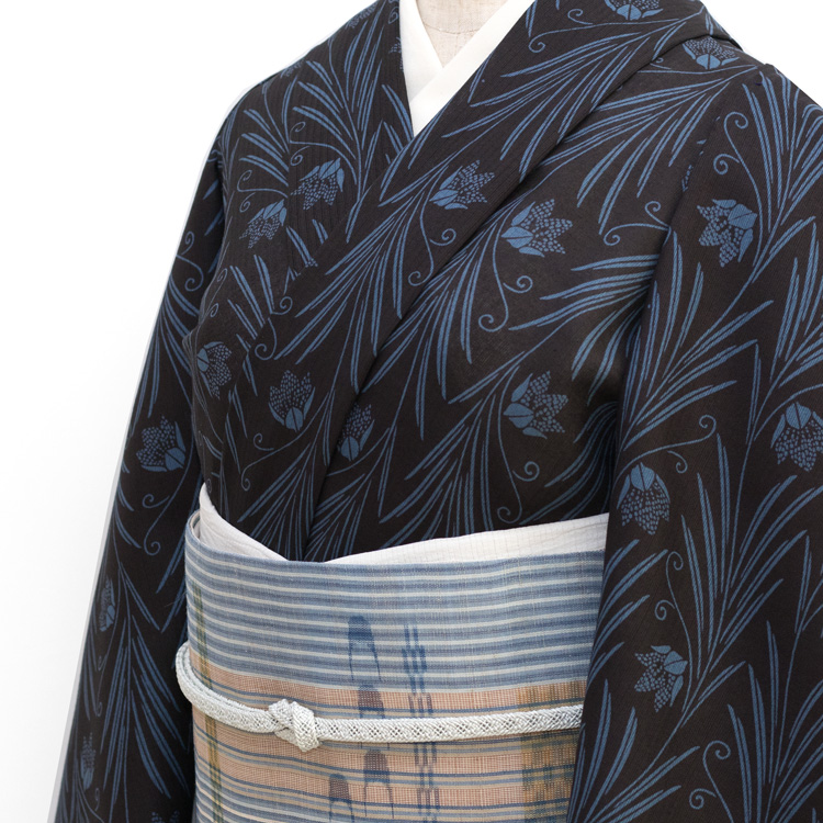 武村小平さんの綿麻着尺と八重山上布の名古屋帯のコーディネート